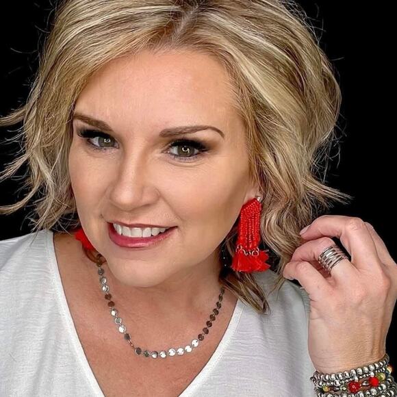 New Plunder "Monique" Red Seed Bead Tassel Earrings (3") - Picture 5 of 5